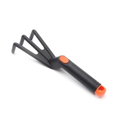 China Durable Plastic Mini Size Steel Teeth Pp Garden Tool Leaf Weeding Rake With Handle for sale