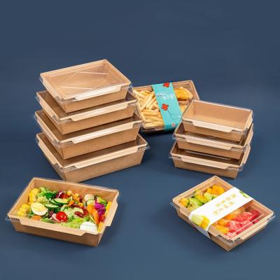 China Brown Paper Fried Chicken Box Disposable Fried Rice Picnic Rectangular Take Out Box for sale