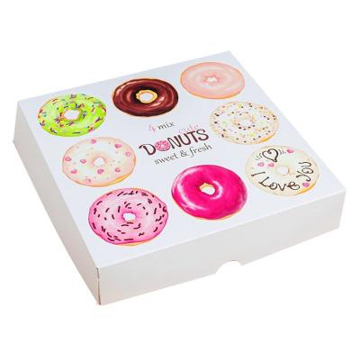 China Recycled Materials Donut Boxes Pink Donut Box Bakery Take Out Gift Boxes for sale