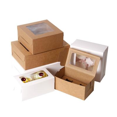 China Biodegradable Wholesale Custom Kraft Paper Cupcake Boxes 4 6 12 24 Hole Muffin Cupcake Packaging Boxes for sale