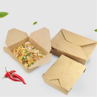 China Disposable Food Salad Light Fried Chicken Square Fried Rice Coated Kraft Paper Cardboard Commercial Takeout Packaging for sale