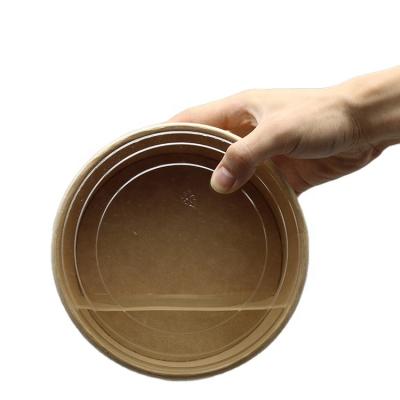 China Disposable Newspaper Distribution Tour Disposable Brown Bowl With Cover Fruit Dessert Snack Soup Bowl for sale