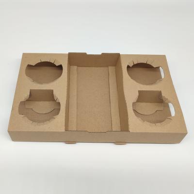 China Wholesale Disposable E-groove Disposable Wrinkled Take Out Coffee Cup Tray for sale