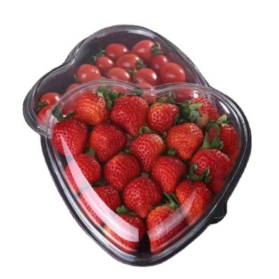 China Disposable Heart Shape Clamshell Blister Box Fruit Packaging Box For Strawberry for sale