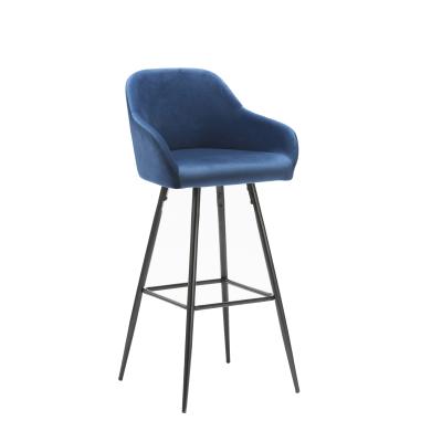 China Velvet Barstool, Modern Velvet Barstool Velvet Fabric High Bar Chair, Metal Frame Navy Blue Bar Stool Bar Stools for sale