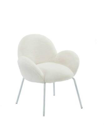 China Elegant upholstered white armchair armchair, fur fabric accent chair for living room, hotel tub chair for hotel, restaurant for sale