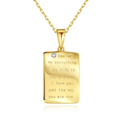 China CLASSIC Couples 925 Jewelry 18K Silver Gold Plating I Iove You Rectangle Letter Necklace For Women for sale