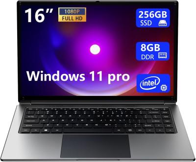 Cina laptop da 16 pollici, portatile da 8 GB DDR 256 GB SSD, espandibile a 1 TB, CPU quad-core Pentium fino a 2,64 GHz, batteria da 9000 mAh, Mini HDMI interface, USB 3.0 interface, WiFi a doppia banda, webcam, laptop slim in vendita