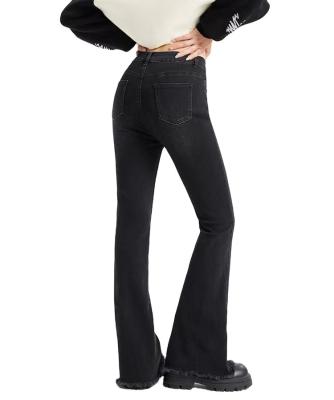 China Sustainable wholesale casual plain Mid Rise Black Women pants Plus Size Skinny Fit Flare Jeans for sale