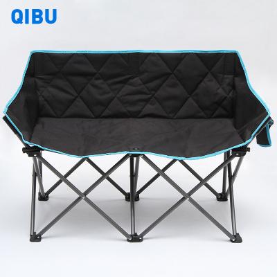 China Modern Hot Selling Two Person Camping Chairs QIBU Folding Portable Comfortable Beach Double Seat for sale