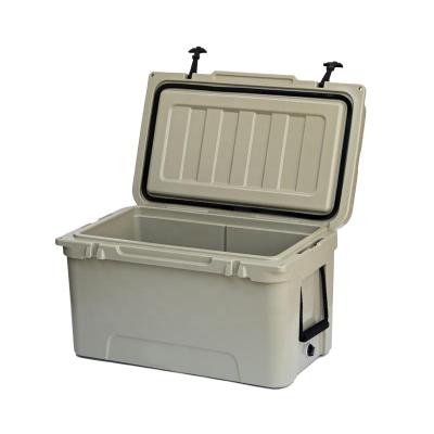 China QIBU waterproof 65 qt rotomold custom logo outdoor camping plastic ice chest cooler box with wheels for sale