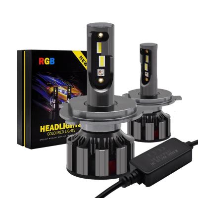 China 6063 aluminum app remote control car rgb led headlight bulb h4 h11 9005 fog lamp drl light bulb 9006 9012 for sale