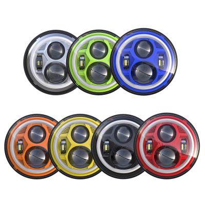 China Inch Round LED Headlight Projector H4 H13 DOT Approval for Jeep Wrangler and Harley Motorcycle 7 for JEEP and harley for sale