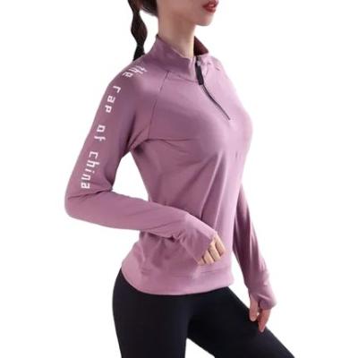 China Breathable Zipper Sportswear Women Yoga Sweatshirts Long Sleeve Sport Shirt Ladies Running Active Wear Gym Wear Female Fitness Top for sale