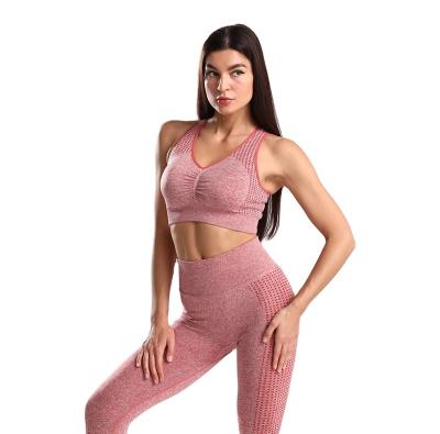 China Breathable Women Sports Underwear Suits Workout Yoga Seamless Quick Dry Running Leggings Invest Type Sports Bra Suit Gym 2 PCS Fitness Yoga Set for sale