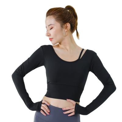 China Breathable Wholesale Women GYM Wear Long Sleeve Top Culture Sports Running Tight Workout Clothing Fitness Wear Padded Yoga Bra Tops for sale