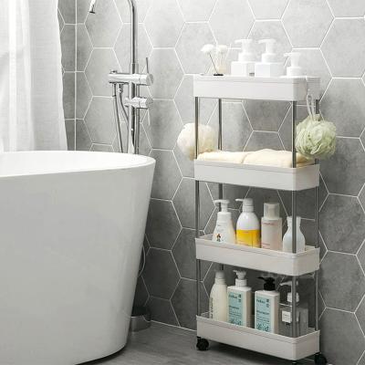 China Sustainable Stainless Steel Kitchen Bathroom Storage Shelf Narrow Rack for sale