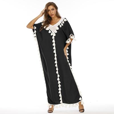 China Hot Selling Anti-wrinkle Women's Long Dress Middle Eastern V-Neckline Muslim Evening Dress Plus Size Women's Dresses for sale