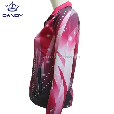 China Polyester Latest Design Sublimation Custom Sport Tracksuit Warm Ups For Cheer And Dance for sale