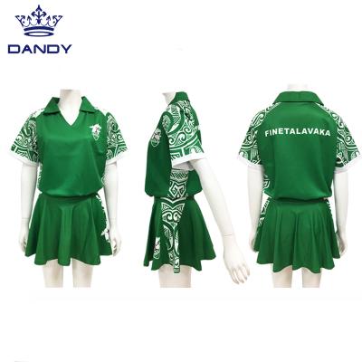 China Shirts & Tops Custom Design Netball Polo Shirt and Skirt Sublimation Printing Girls Netball Uniforms for sale