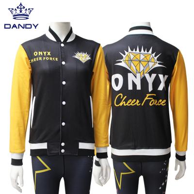 China Custom Logo Full Sublimation Cheer QUICK DRY Warm Up Jackets With Button for sale