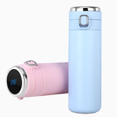 China Sustainable Intelligent vacuum water bottle with LED temperature display rebound cover stainless steel insulated hot water bottle for sale