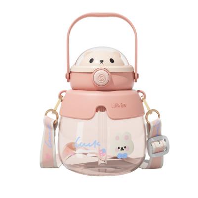 China Customized Cute Cartoon Children's Straw Mug With Lid Juice Bottle Mug Travel Portable Carrying Mug for sale