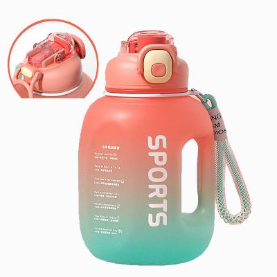 China Viable Ton Barrel Cup Plastic Water Bottle Water Bottle Sports Water Bottle Fitness Cup Large Capacity Juice Bottle With Lid And Straw for sale