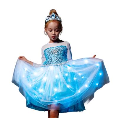 China Other Hot Sale 2021 Girls Snow Queen Dress Blue Princess Dress for sale