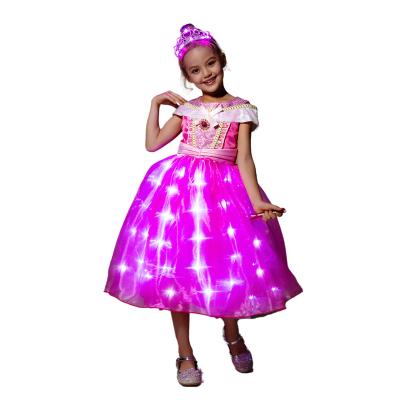 China The Other Girl Sleeping Beauty Princess Costume LED Light Up Dress Halloween Party Kids Pink Dress Fancy Dress for sale