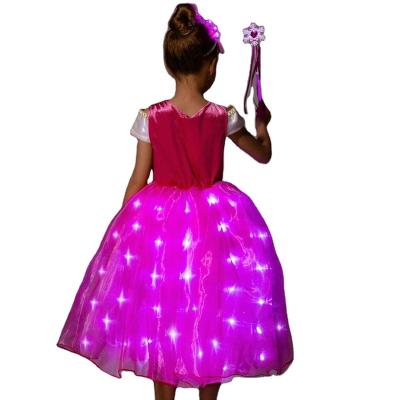 China Other Birthday Party LED Princess High Quality Glitter Pink Dress for sale