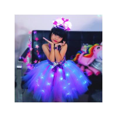 China Other 2020 Mermaid Dress Design LED Blue Girl Glowing Fluffy Prom Dress for sale