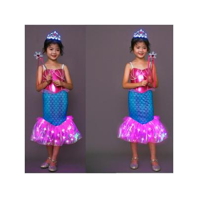 China New Style Mermaid Girl Dress Ariel Princess Costume LED Sequined Glowing Glowing Dress for sale