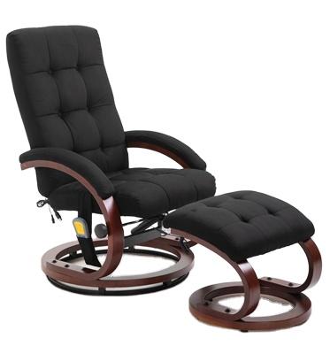 China Adjustable Swivel RV (Height) Half PU Wooden Material Low Office Chair Manual Recliner Chair With Stool for sale