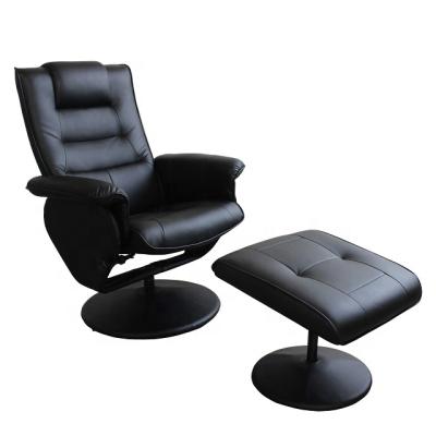 China Wholesale Modern Simple Black Home Office Euro Comfort Manual Swivel PU Swivel TV Recliner Chair With Ottoman for sale