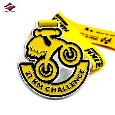 China High Quality Europe Shenzhen Longzhiyu Bicycle Medals Sport Zinc Alloy Award Custom Design Souvenir Metal Marathon Medallion Medallion for sale