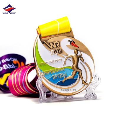 China Europe Shenzhen Longzhiyu 15 Years Versatile Custom Marathon Medal 3d Medals and Campaign Silver Medal for sale