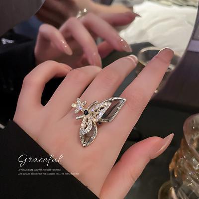 China Nickel-Free Lead-Free Fashion New Personalized Diamond Crystal Flower Butterfly Opening Adjustable Ring For Women Jewelry Wholesale for sale