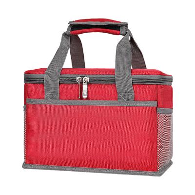 China Polyester Factory Customized High Quality Red Promotional Gift Bag Reusable Zippered Portable Aluminum Foil Lunch Bag Eco-Friendly for sale