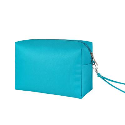 China Normcore/Yao Makeup Bag Sky Blue Pure Waterproof Pocket Cosmetic Bag Square Shape Succinct Flower Fashionable Minimalist Style for sale