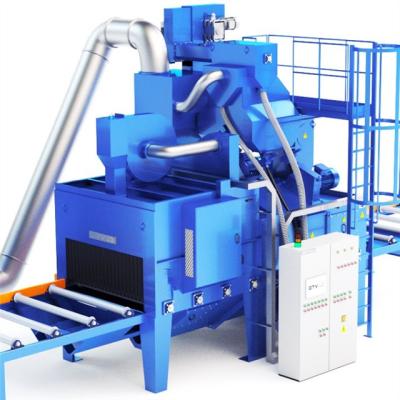 China Building Material Stores Roller Conveyor Abrasive Blasting Machine for Plate Profile Structural Steel Exterior Cleaning for sale