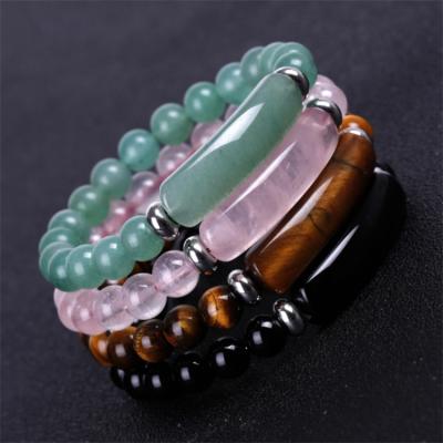 China Amazon Jewelry Rose Crystal Bridge Bracelet Tiger Eye Environmental Friendly Stone Beaded Bracelet Fashion Jewelry for sale