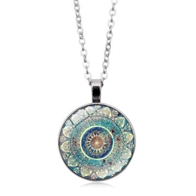 China Trendy Fashion Crystal Glass Pendant Necklace Jewelry from Mandala Yoga Time Gemstone Necklace for sale