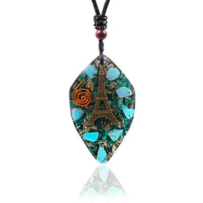 China Crystal Necklace Copper Resin Necklace Religious Energy Healing Custom Stone Charm Yoga Stone Pendant Necklace for sale