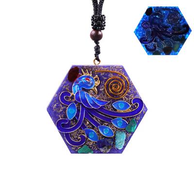 China Crystal Phoenix 7 Chakra Stone Religious Charm Healing Yoga Stone Light Energy Pendant Necklace for sale