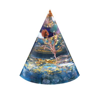 China China Orgone 7 Chakra Reiki Crystals Resin Healing Energy Gems Crystal Craft Cone Stone Decoration for sale