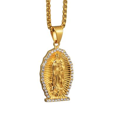 China Environmental Friendly Stainless Steel Gold Plated Religious Catholic Pendants Marlary Necklace For Women for sale