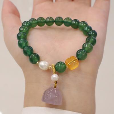 China Environmentally Friendly Natural Agate Bracelet Female Transfer Blessing Lotus Women Bracelet Natural Gemstone Jewelry for sale