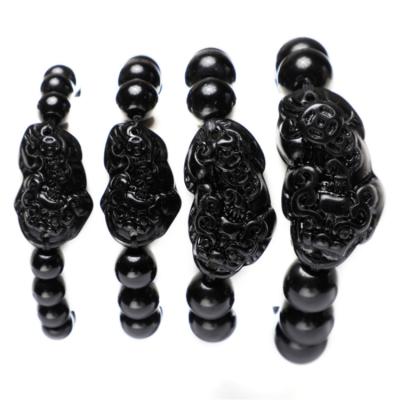 China Environmental Friendly Obsidian Lucky Pixiu Bracelet Beaded Bracelet Charms For Bulk for sale