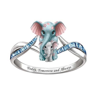 China Elephant Ring Of Beautiful Ring For Valentine Animal Women's Romantic Jewelry Ladies' Gift for sale